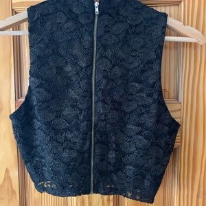 black lace crop top